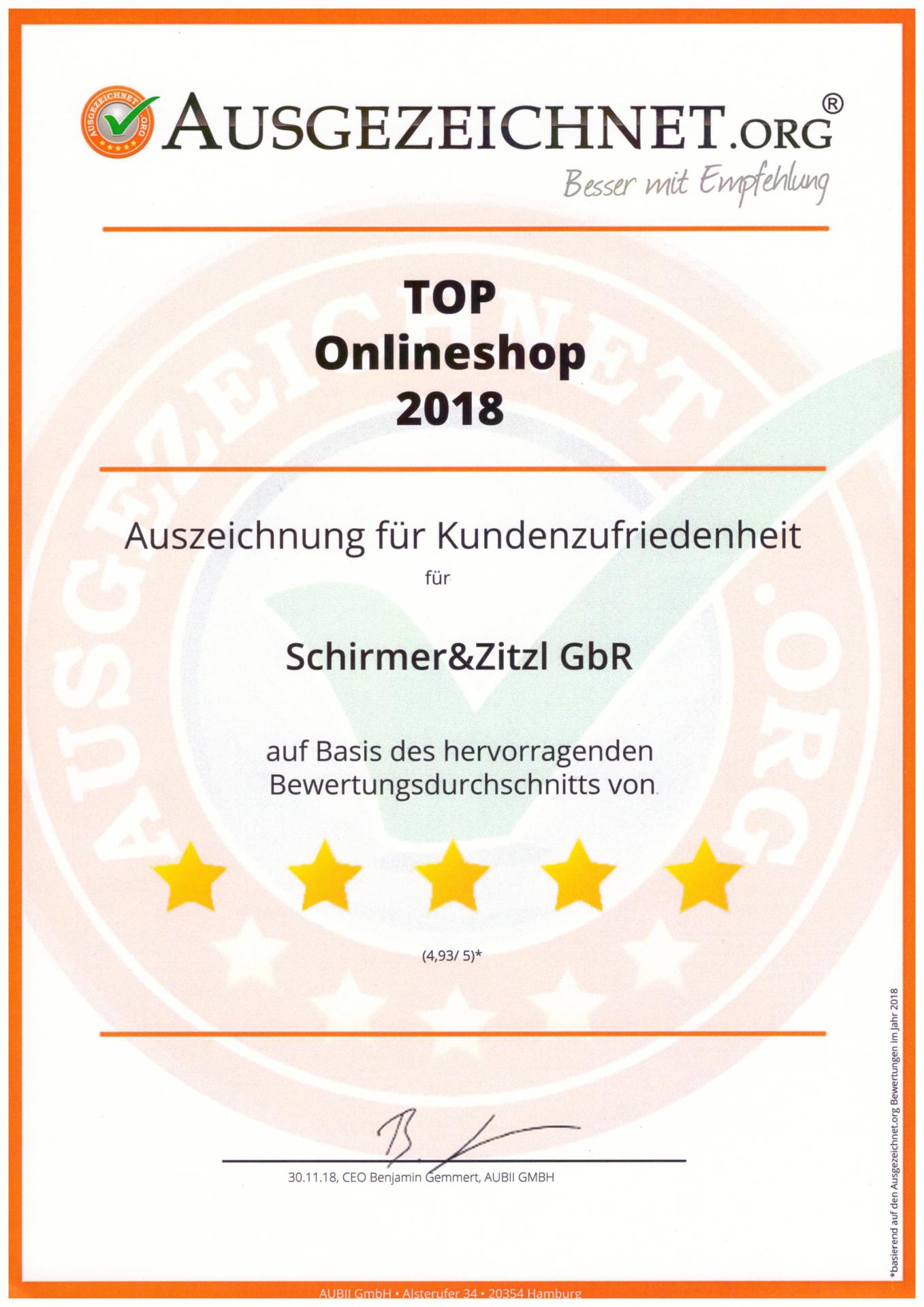 Auszeichnung fluchtrucksack 2018 Kundenzufriedenheit