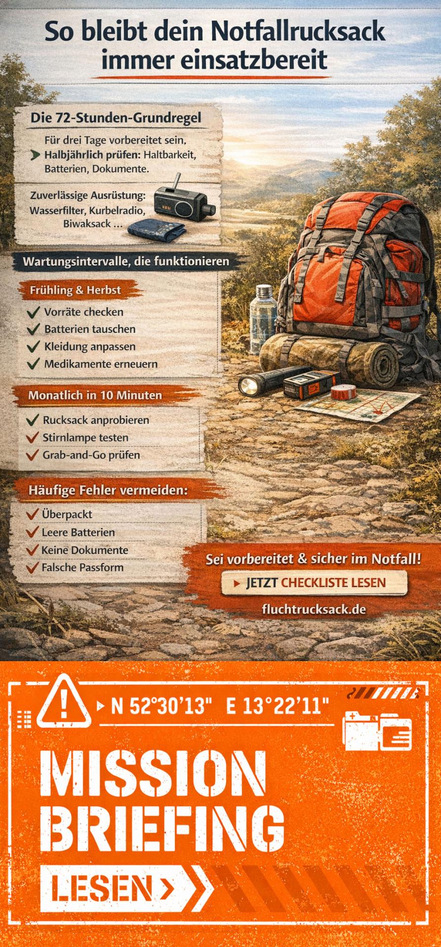 wie halte ich meinen Notfallrucksack aktuell