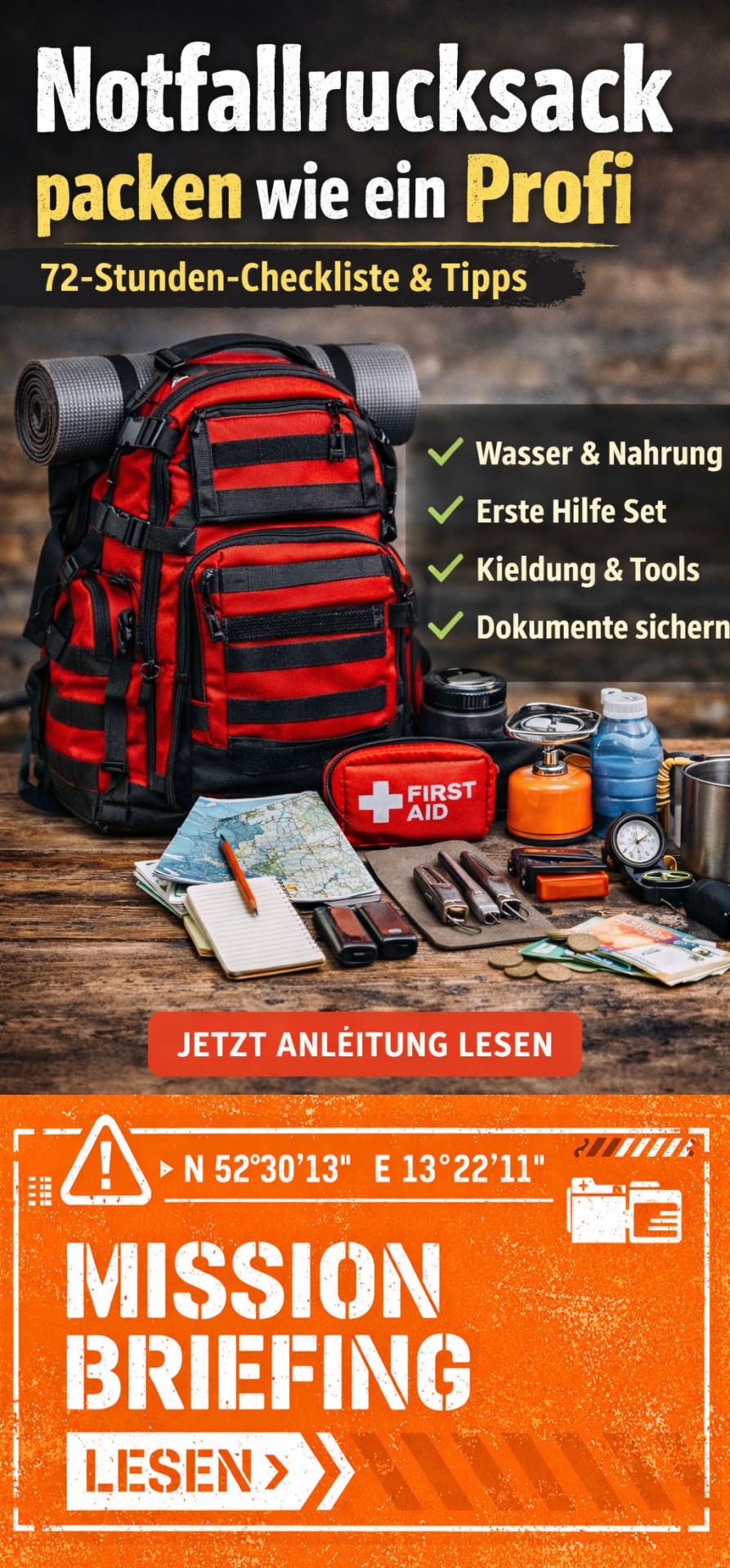 Notfallrucksack packen wie ein Profi