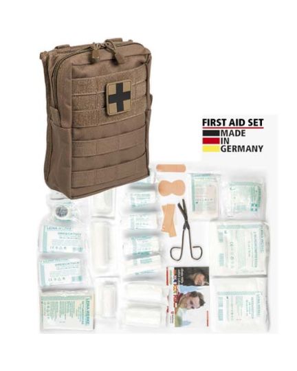 Miltec schwarze Leina Pro Erste Hilfe Set 43-tlg. in coyote für Outdoor, Camping & Trekking - Fluchtrucksack.de