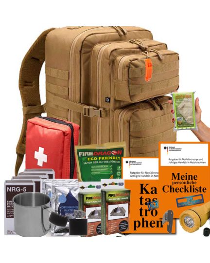 Notfallrucksack Familie XL coyote braun