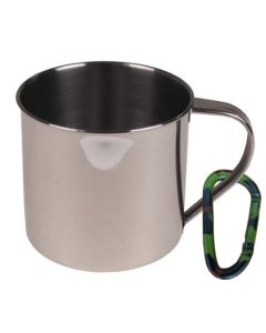 Robuster Fluchtbecher Edelstahl 500ml mit Karabiner - Perfekt für Outdoor Abenteuer und Survival Training