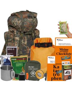 Notfallrucksack Basic2 Flecktarn von PrepBag - Leicht, Tragbar & Unverzichtbar für Krisenvorsorge