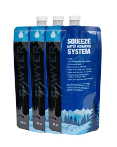 Sawyer 1 Liter Faltflasche SP113 - Set von 3 extrem belastbaren Faltflaschen für Sawyer Squeeze