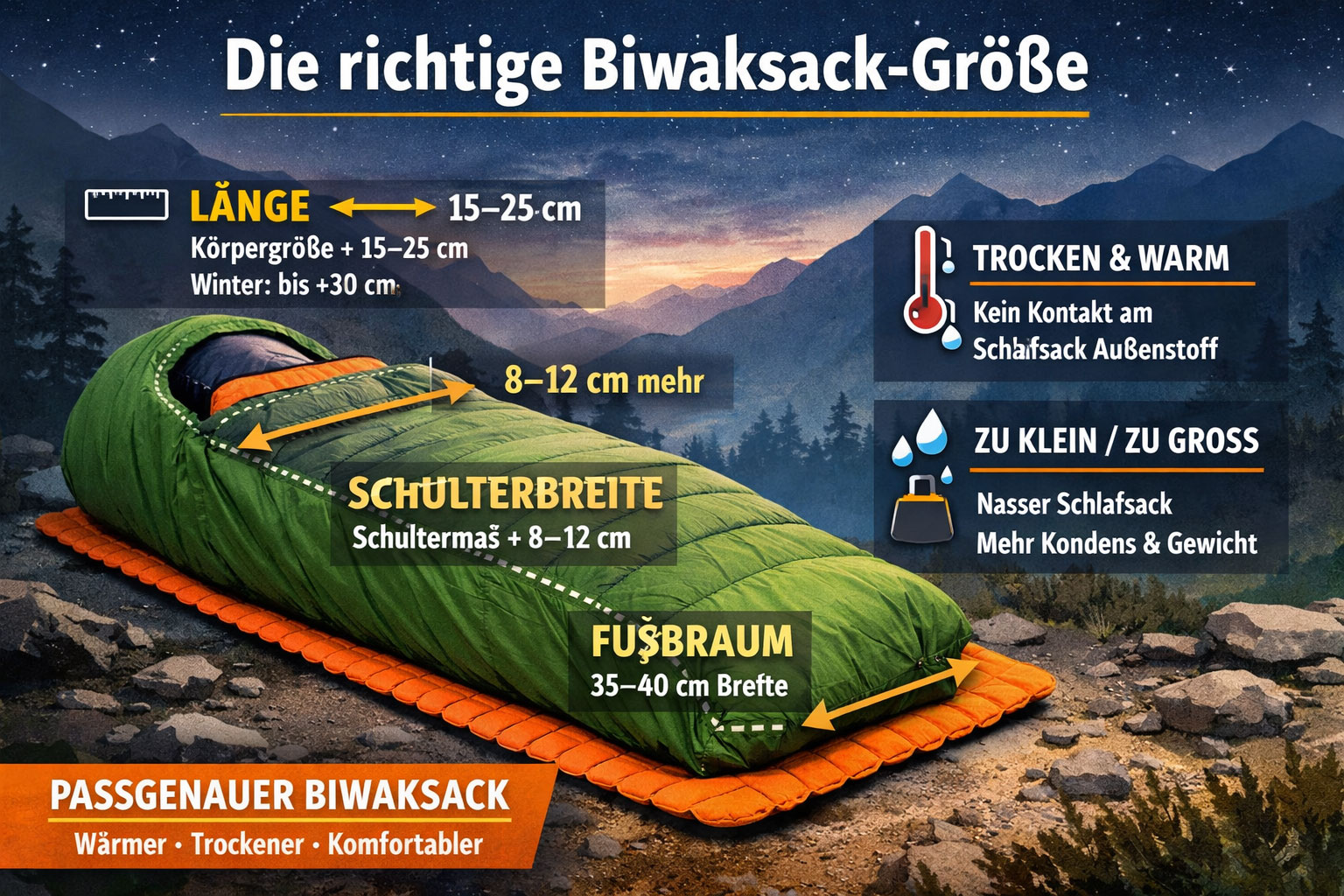 Welche Größe dein Biwaksack haben sollte