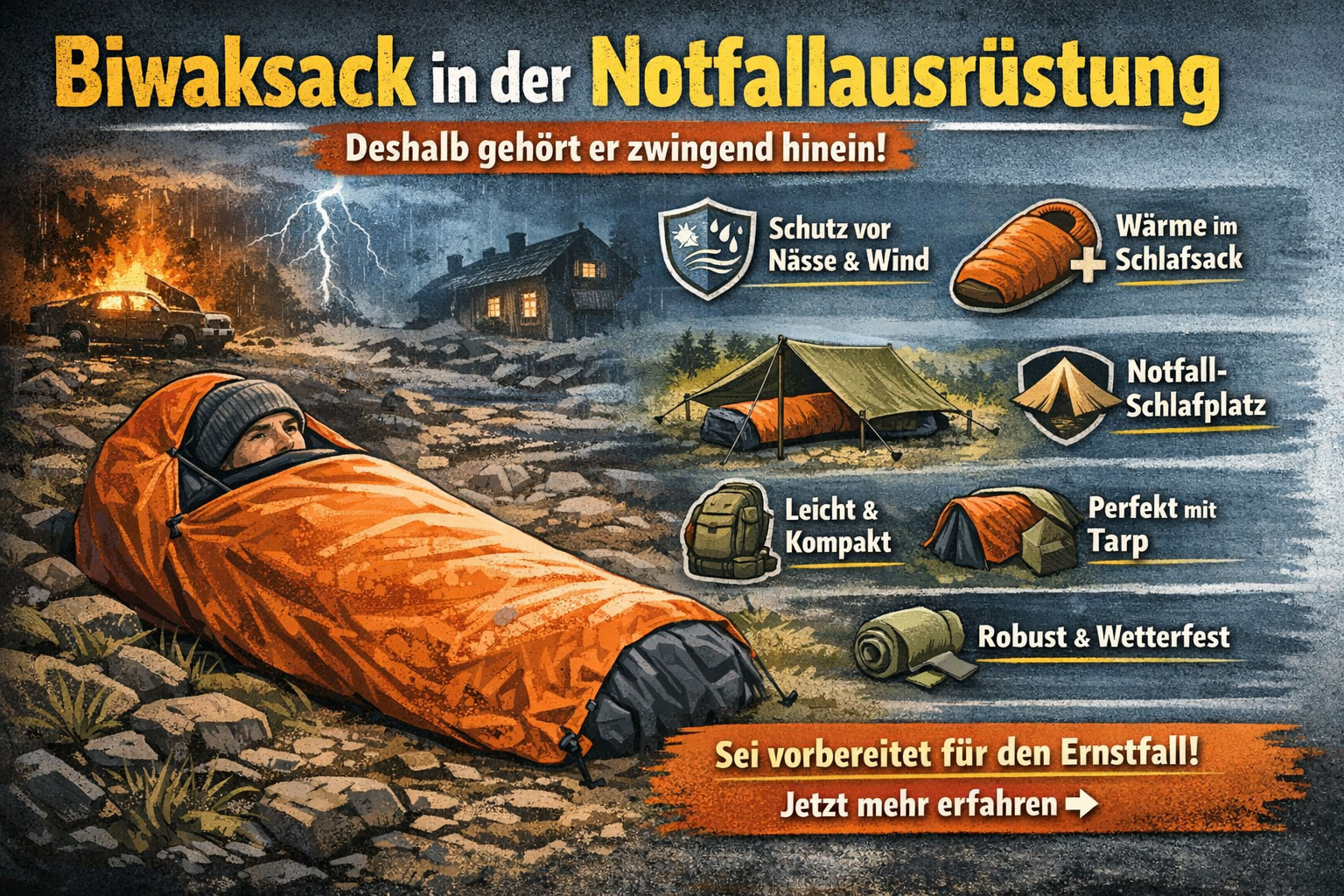 Warum ein Biwaksack in keiner Notfallausrüstung fehlen sollte