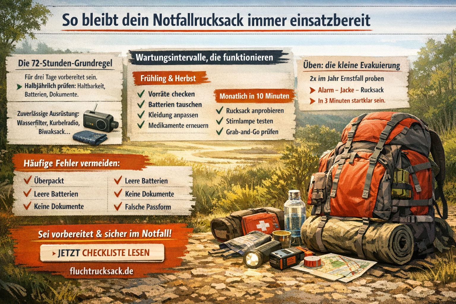 So bleibt dein Notfallrucksack immer einsatzbereit