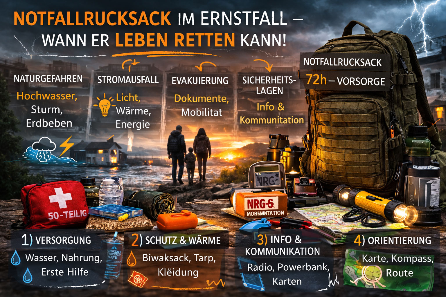 Notfallrucksack im Ernstfall: Wann er Leben retten kann