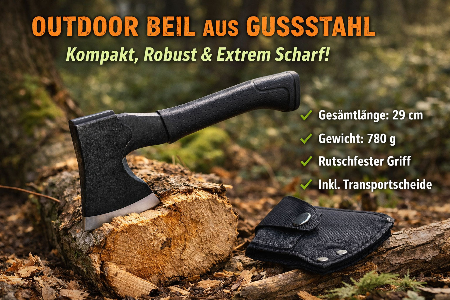 Testbericht: Outdoor Beil aus Gussstahl - kompakt, robust und langlebig | Fluchtrucksack.de