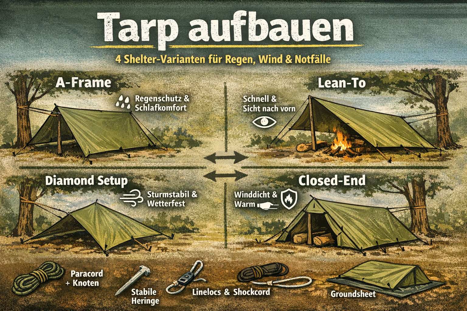 Clever aufbauen: Verschiedene Methoden, um ein Tarp zu spannen