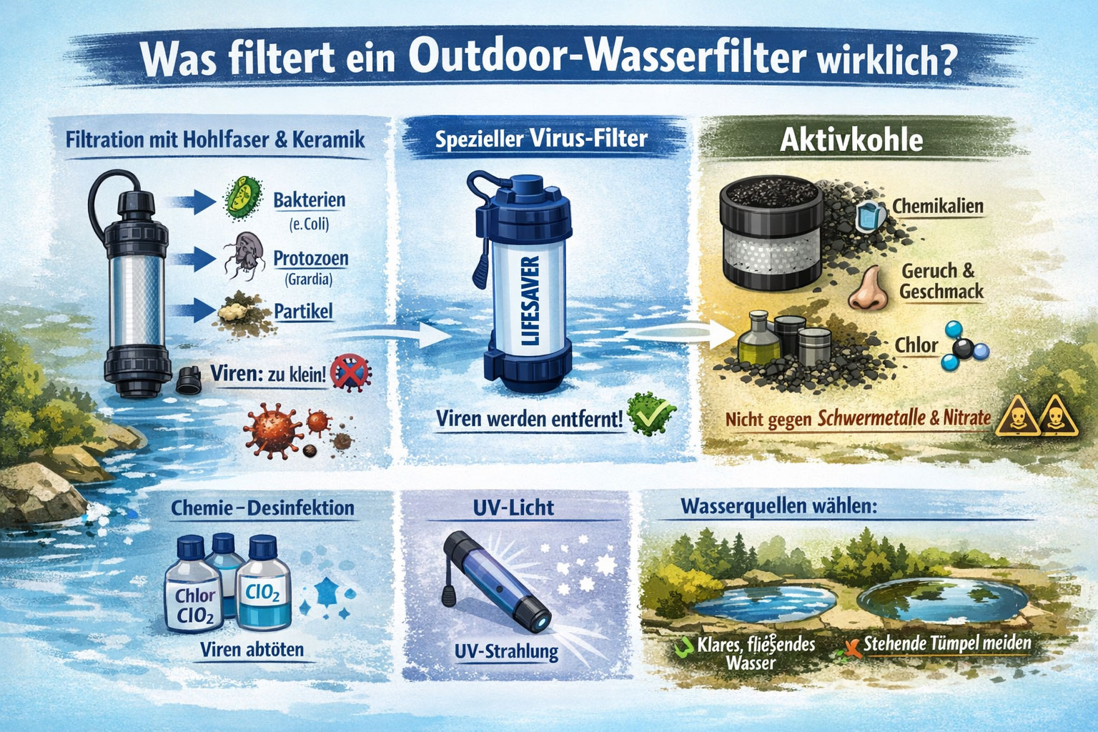  Was ein Outdoor-Wasserfilter wirklich herausfiltern kann