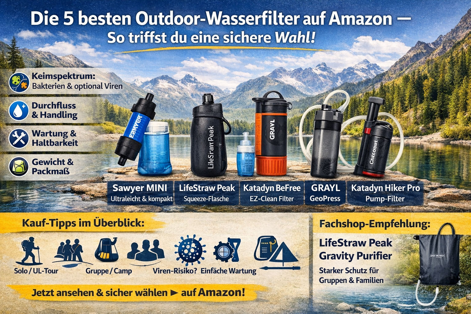 Die 5 besten Outdoor-Wasserfilter auf Amazon