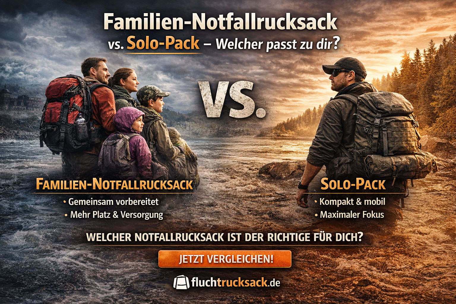 Familien-Notfallrucksack vs. Solo-Pack