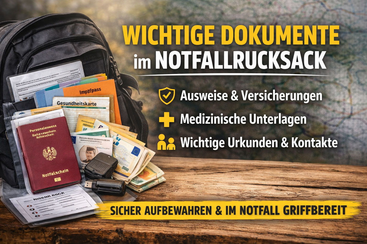 Welche Dokumente unbedingt in deinen Notfallrucksack gehören