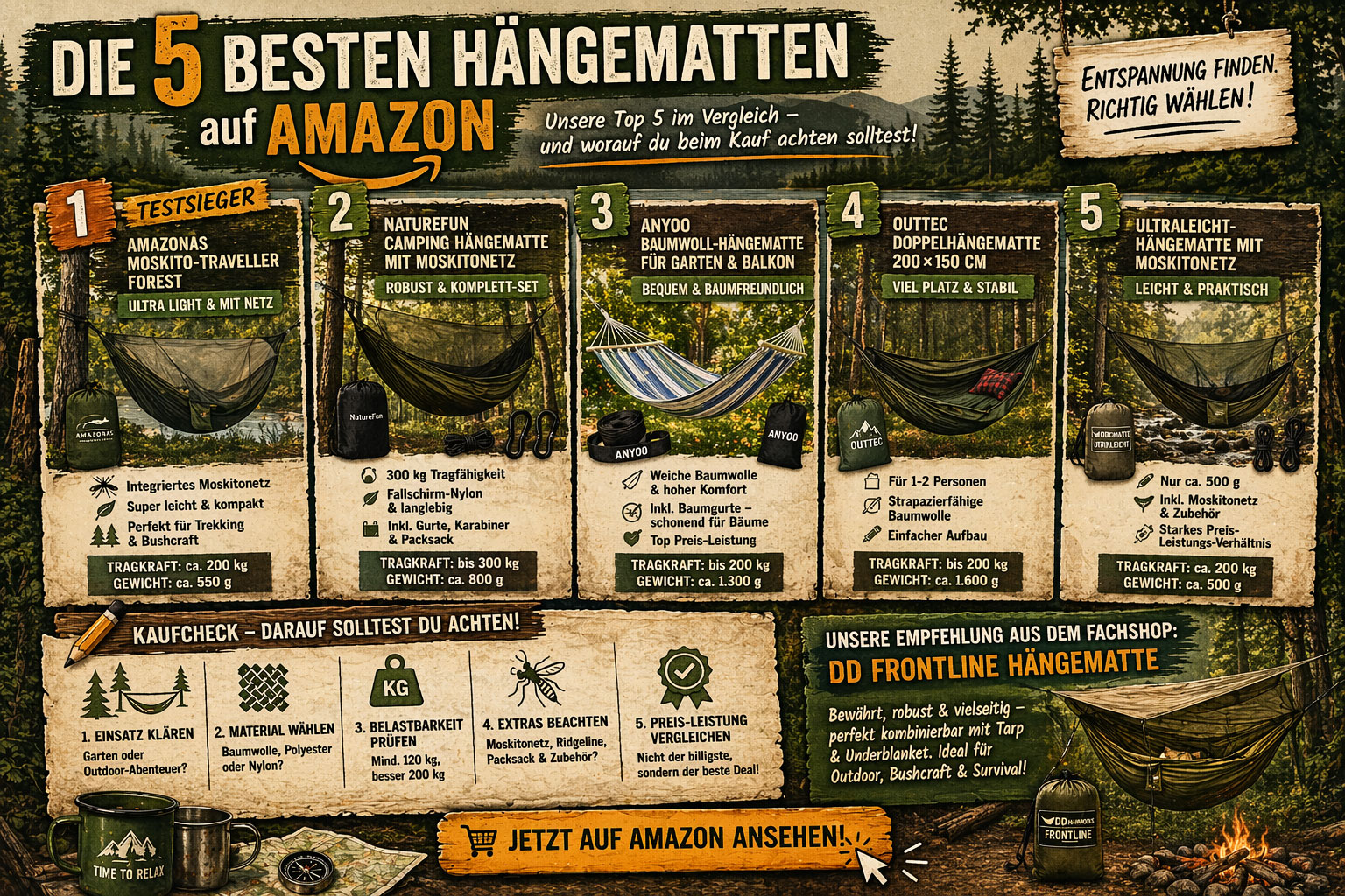 Die 5 besten Hängematten auf Amazon