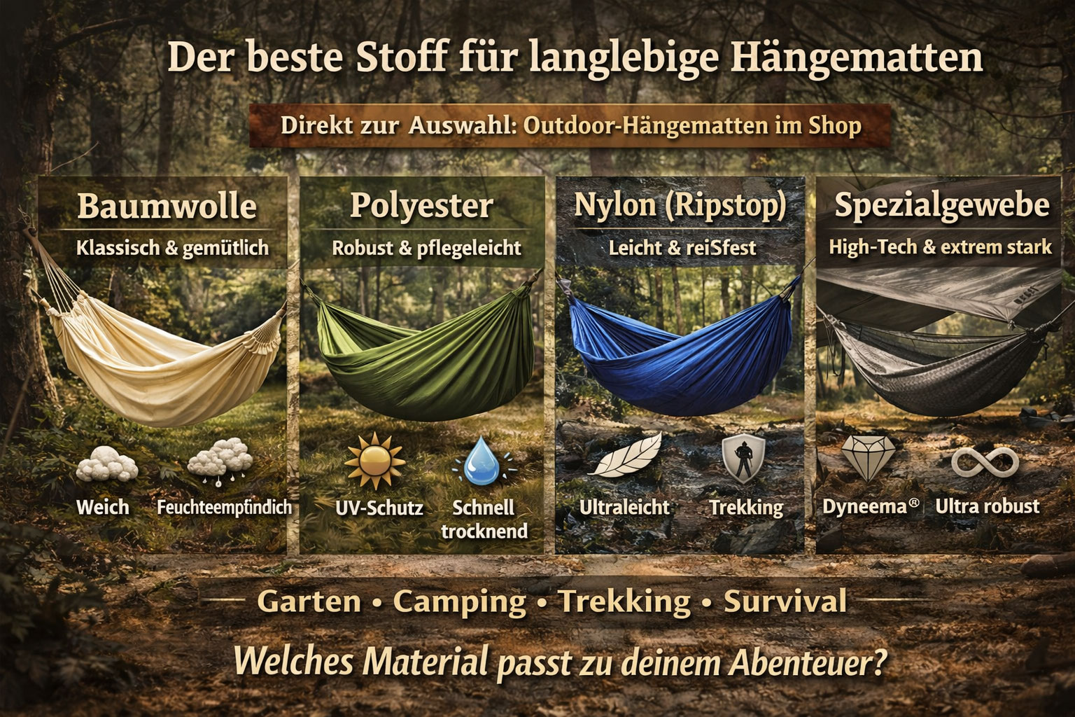  Der beste Stoff für langlebige Hängematten
