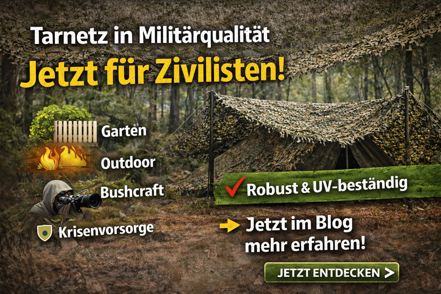 Militärische Tarnnetze für zivile Nutzung – wo man sie bekommt