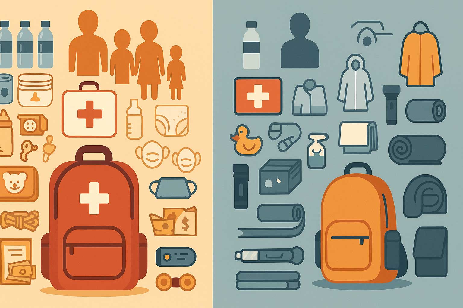 Familien-Notfallrucksack vs. Solo-Pack