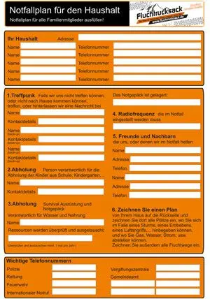 Liste fluchtrucksack