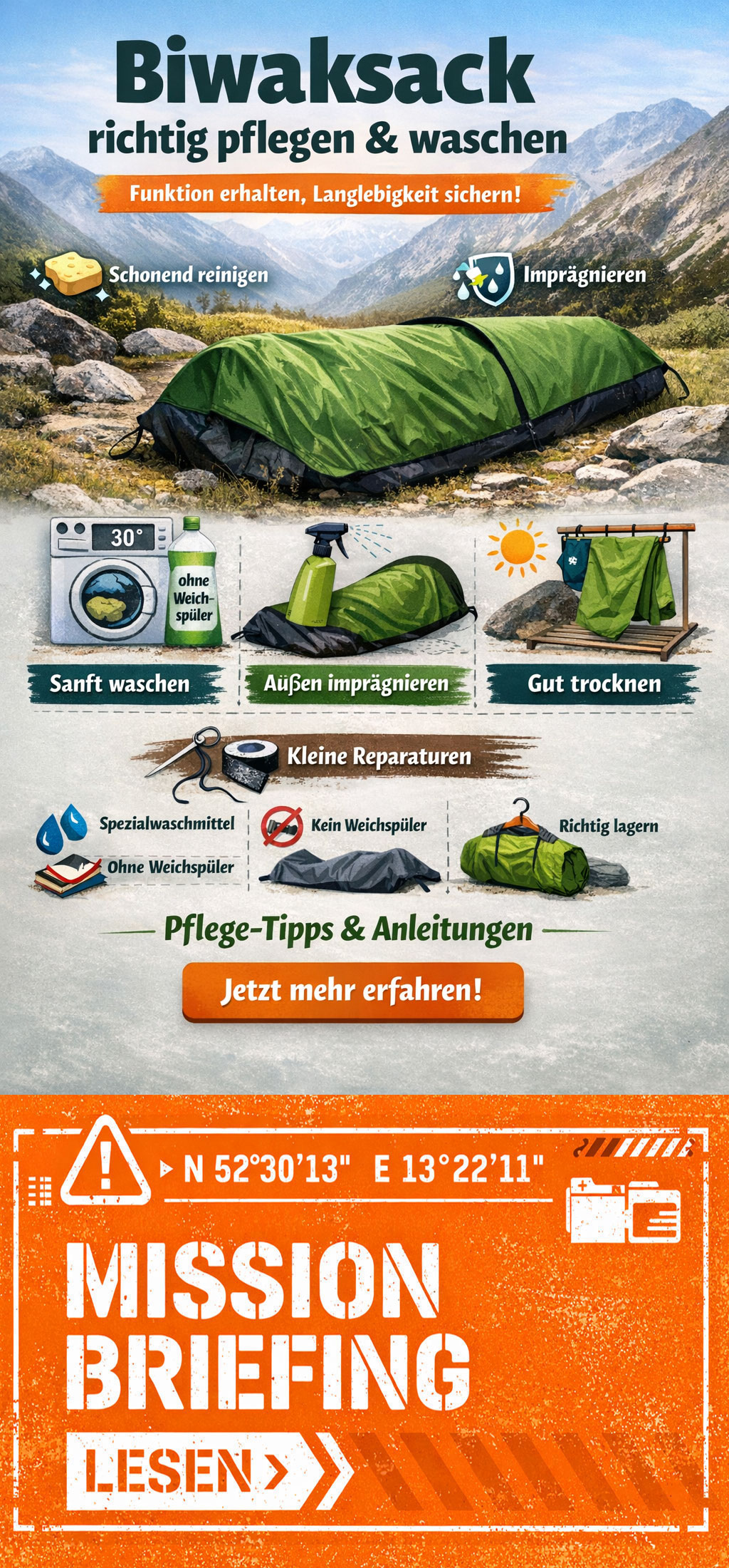 wie pflege ich einen biwaksack richtig