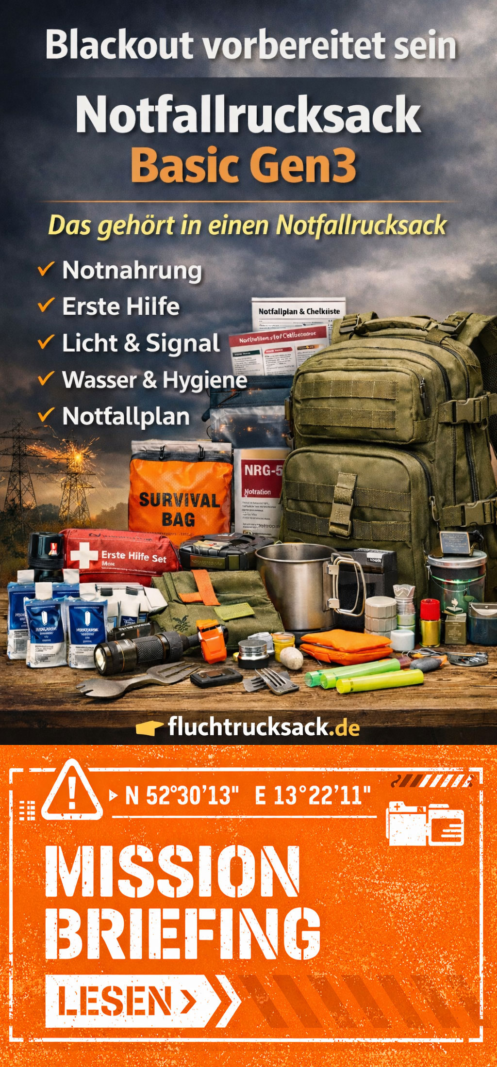 Notfallrucksack von Prepbag leicht erklärt