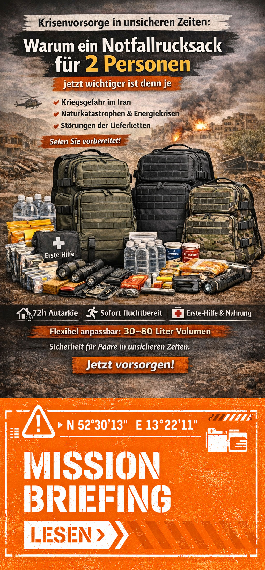 warum ein Notfallrucksack für 2 Personen wichtiger ist