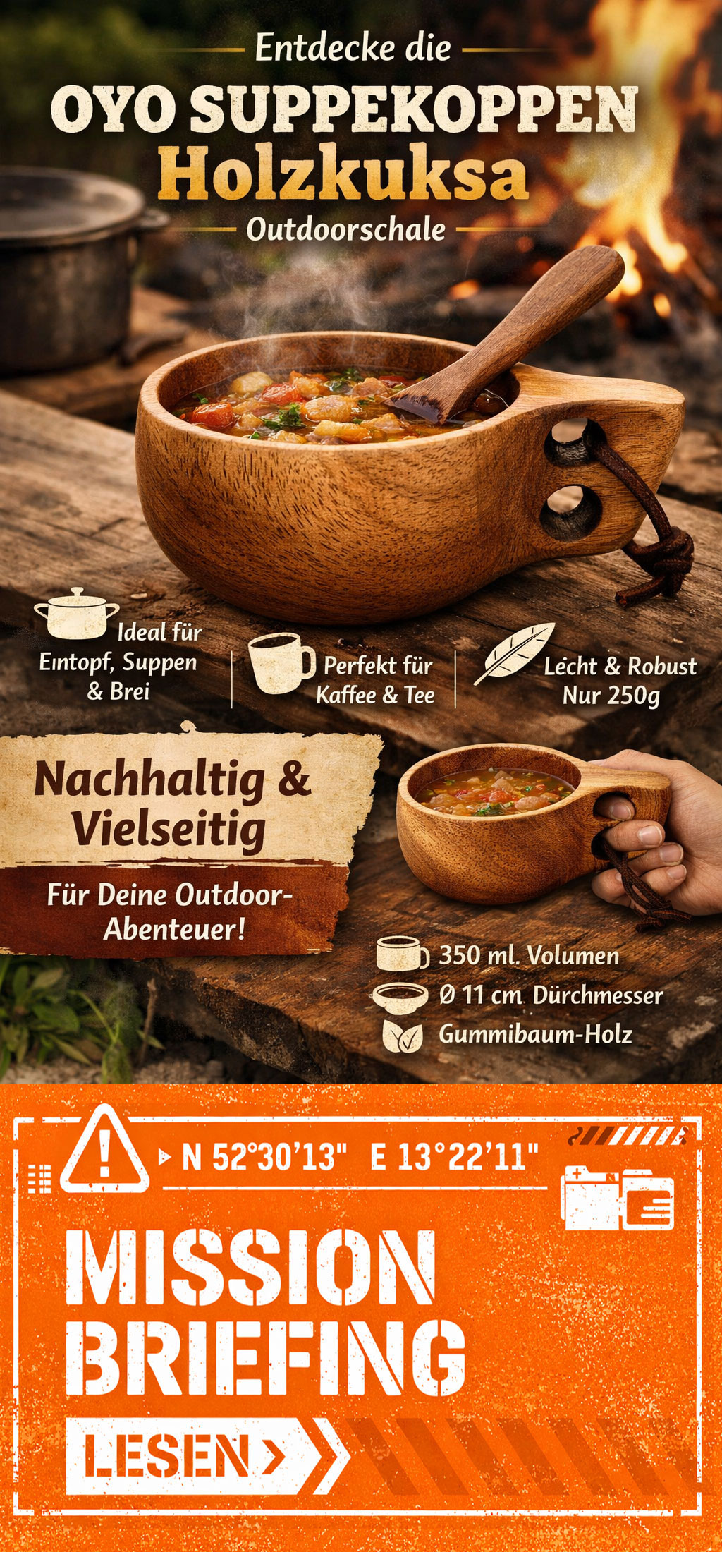 OYO Holzgeschirr für Bushcraft