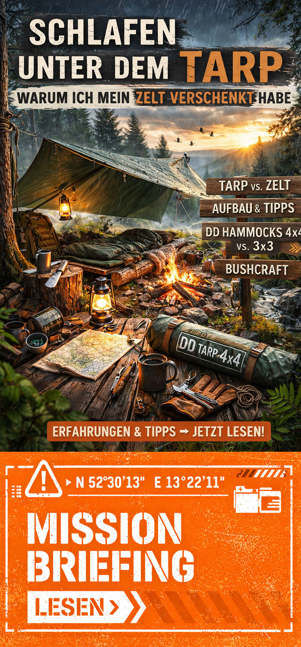 Schlafen unter dem Tarp