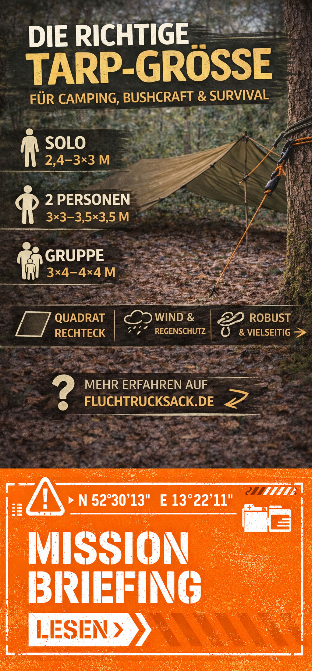 Mission Control11 welche Tarp Grösse ist perfekt für dich