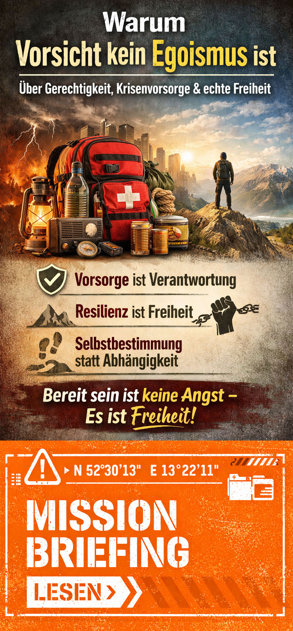 Warum Krisenvorsorge Freiheit bedeutet