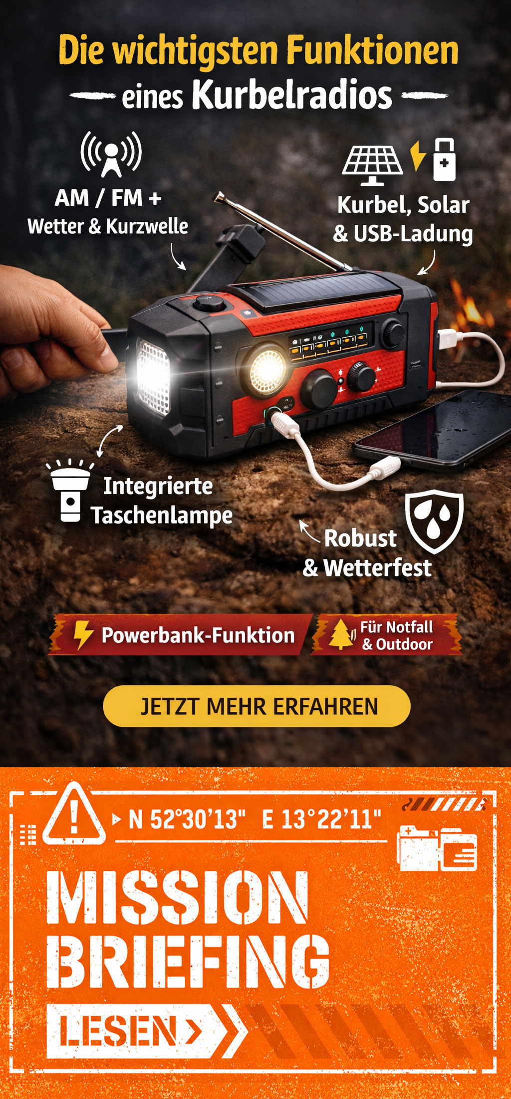 Kurbelradio und seine wichtigsten Funktionen