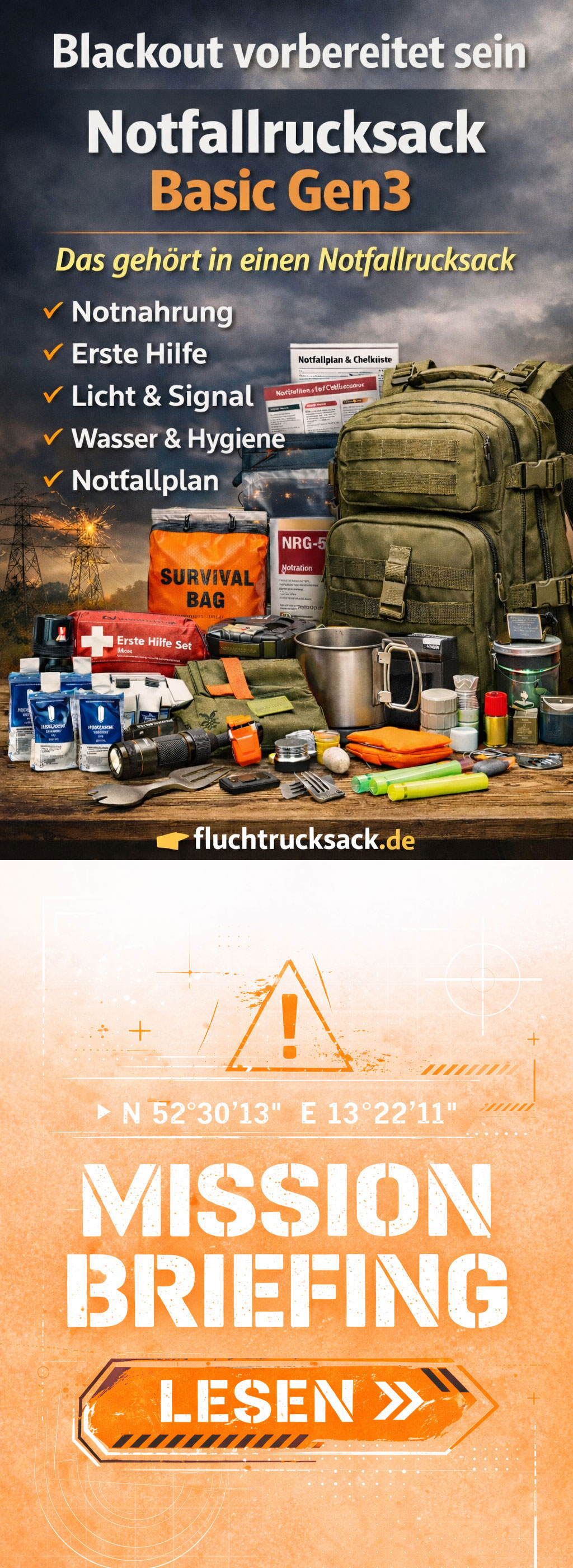 Notfallrucksack von Prepbag leicht erklärt