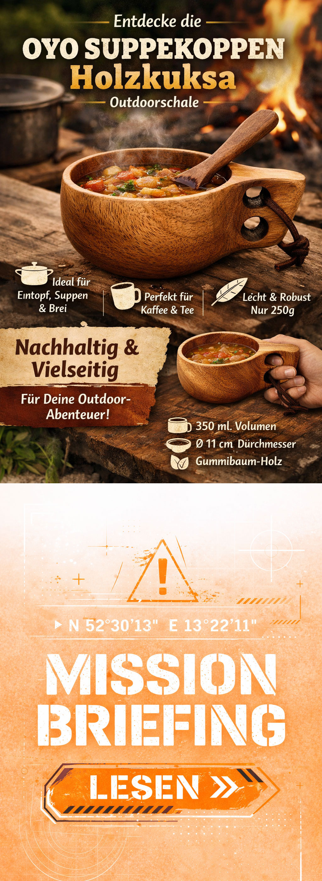 OYO Holzgeschirr für Bushcraft