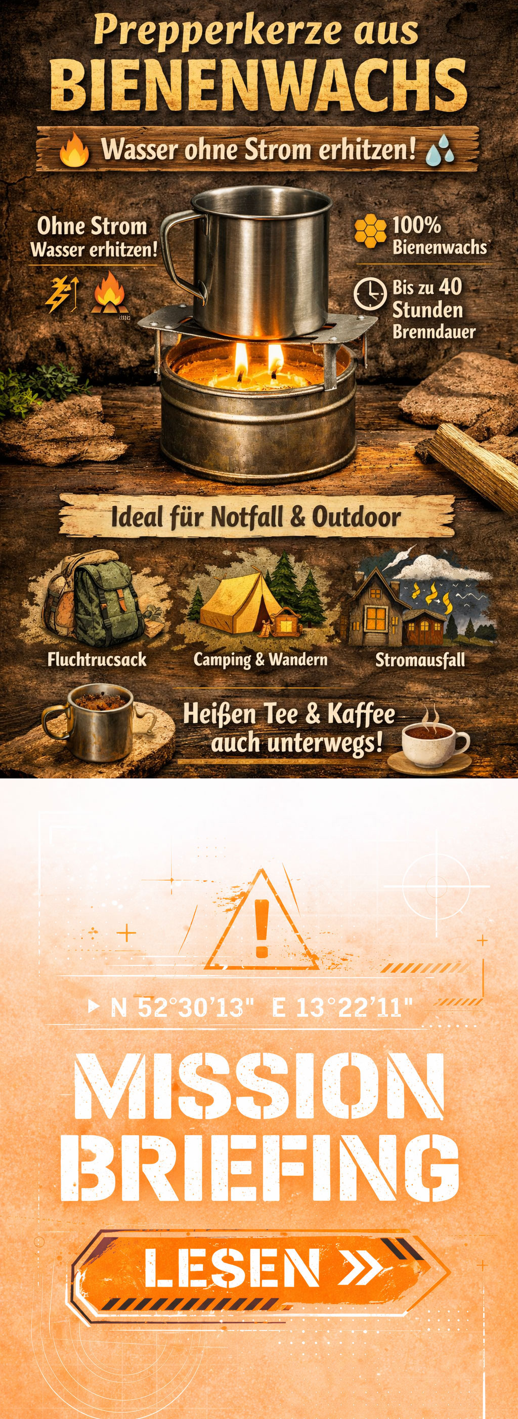 Prepperkerze aus Bienewachs