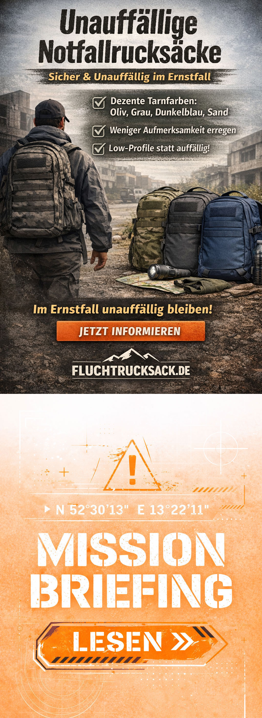 unauffällige Notfallrucksäcke der Guide