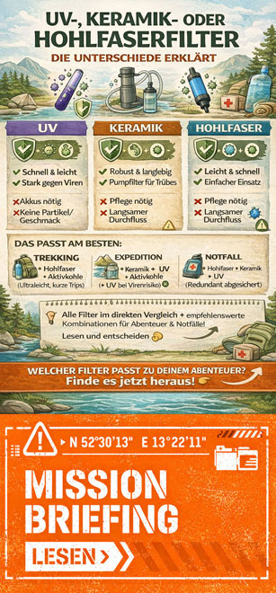 Wasserfilter UV,Keramik oder Hohlfaser für dich geeignet