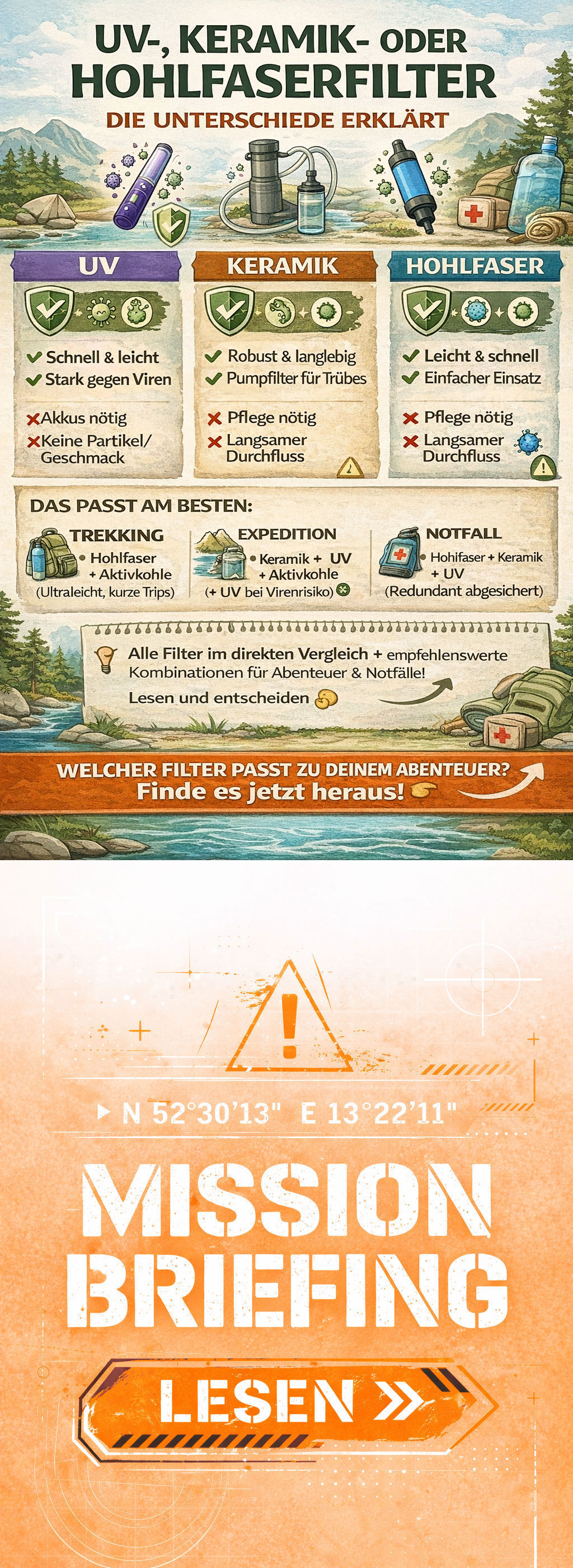 Wasserfilter UV,Keramik oder Hohlfaser für dich geeignet