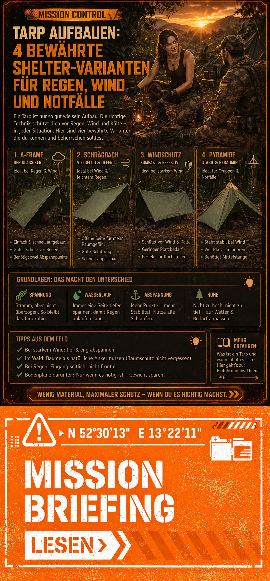 Mission Control 14 Tarp Aufbauformen