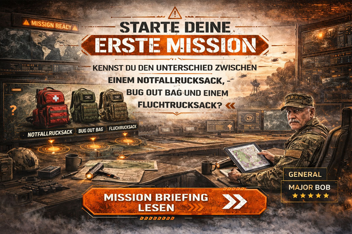 die erste Mission, welchen Unterschied gibt es zwischen einem Notfallrucksack, BOB und einem Fluchtrucksack