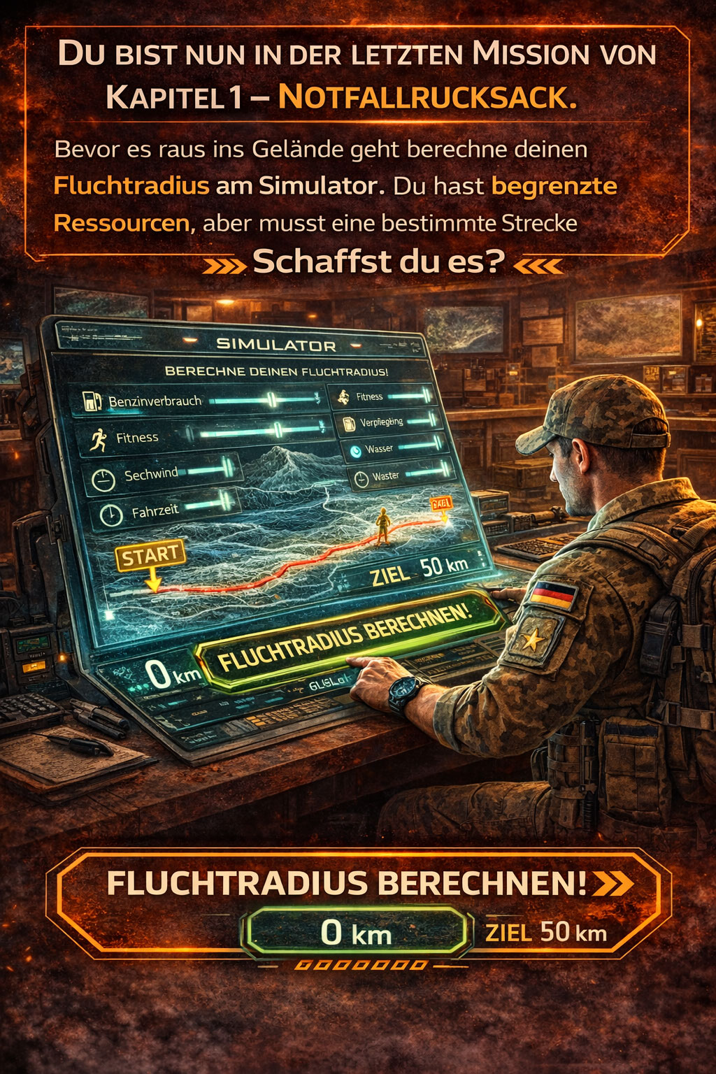 Mission Control 8 Fluchtradius am Simualtor berechnen