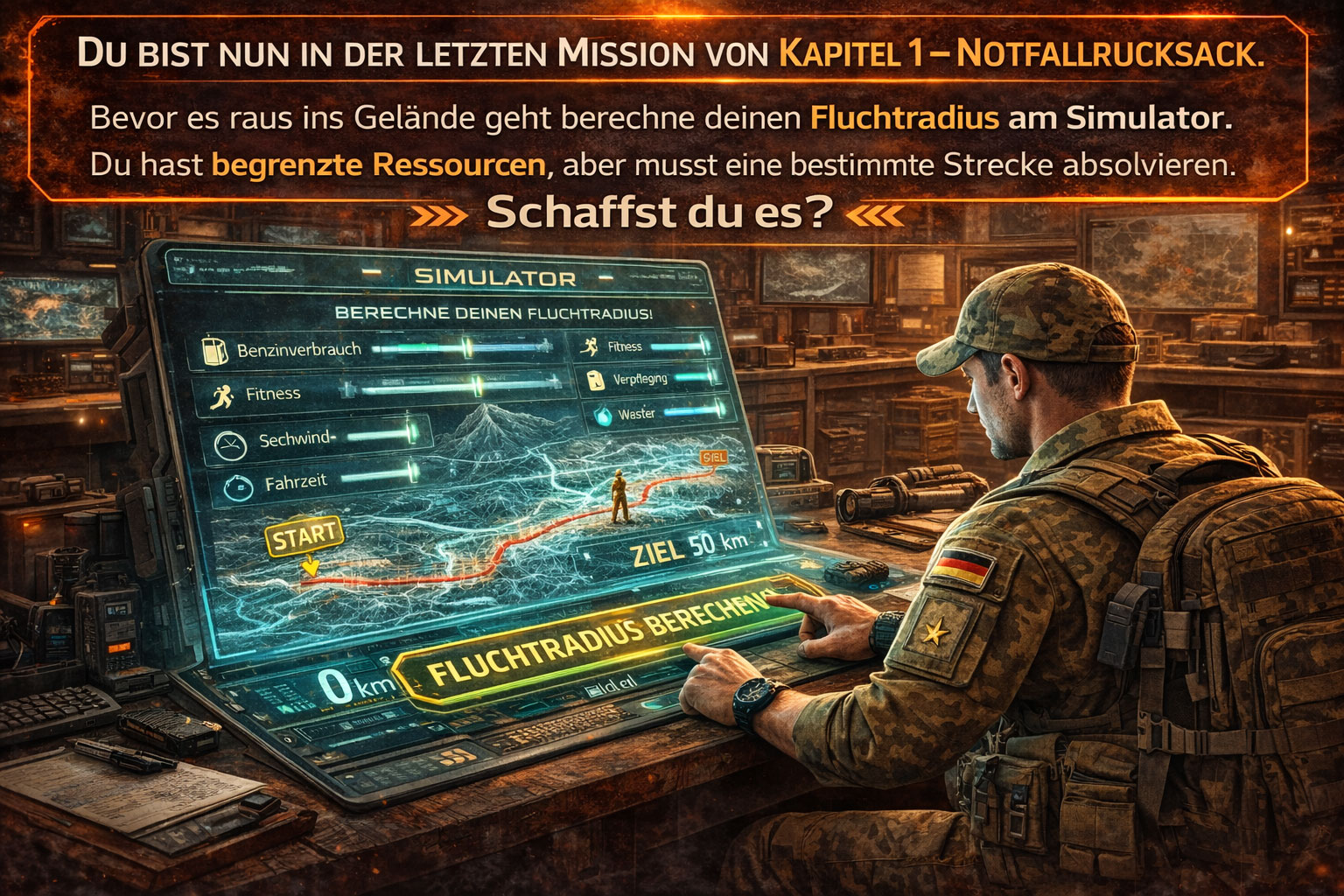 Mission Control 8 Fluchtradius am Simualtor berechnen