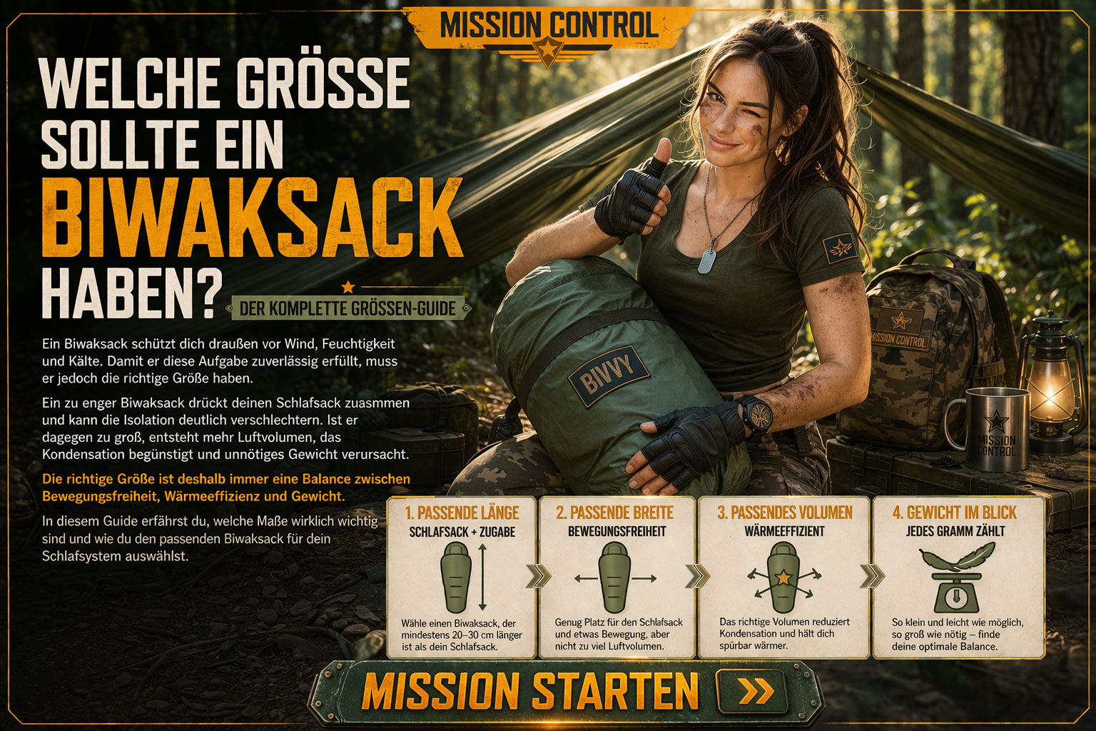 Mission Control Welche Gr&ouml;&szlig;e sollte dein Biwaksack haben