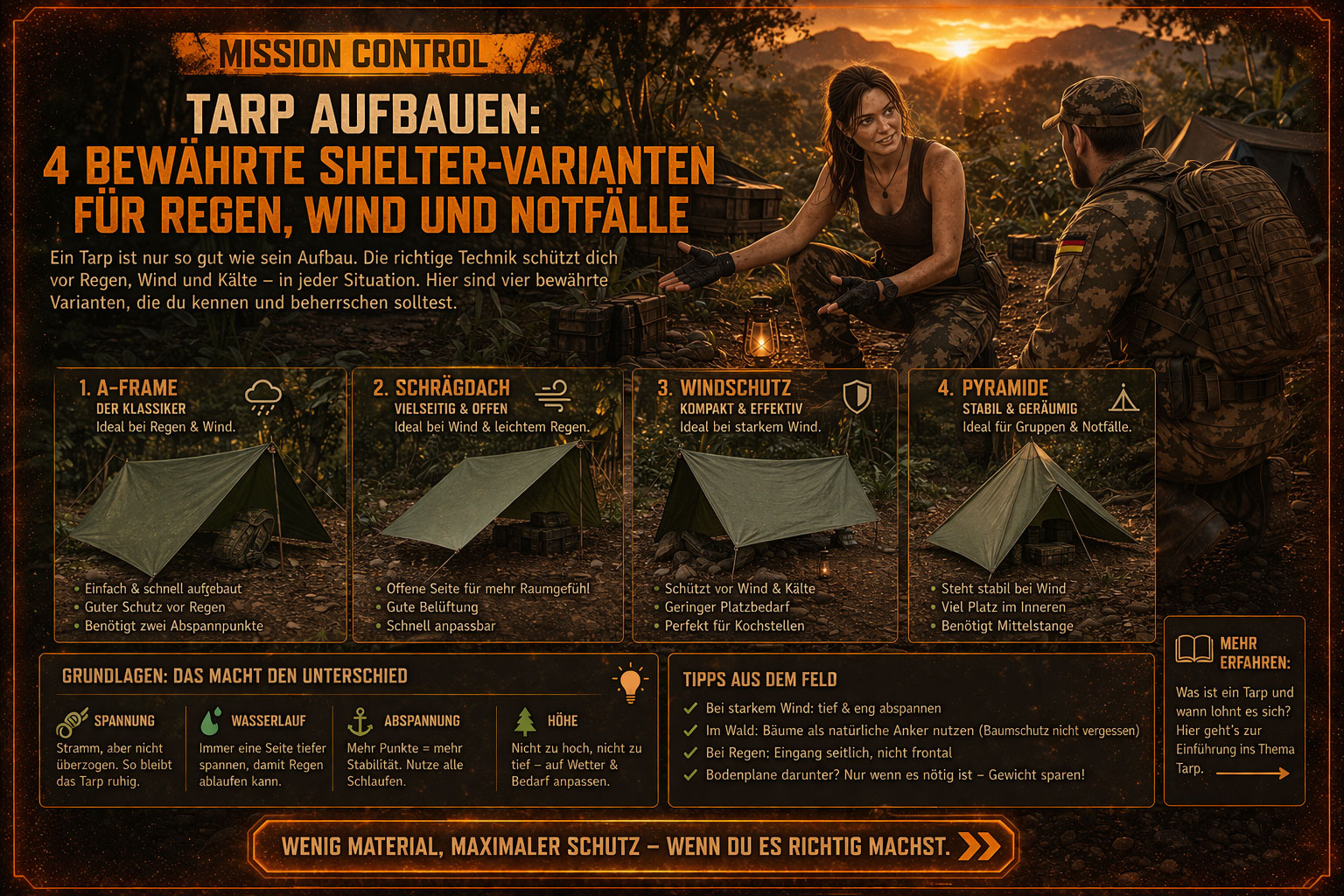 Mission Control 14 Welche Aufbauarten gibt es beim Tarp