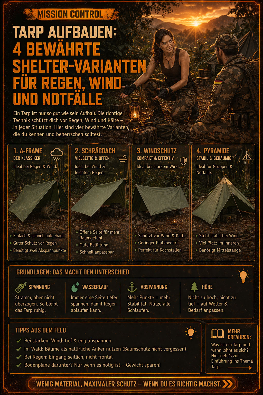 Mission Control 14 Welche Aufbauarten gibt es beim Tarp