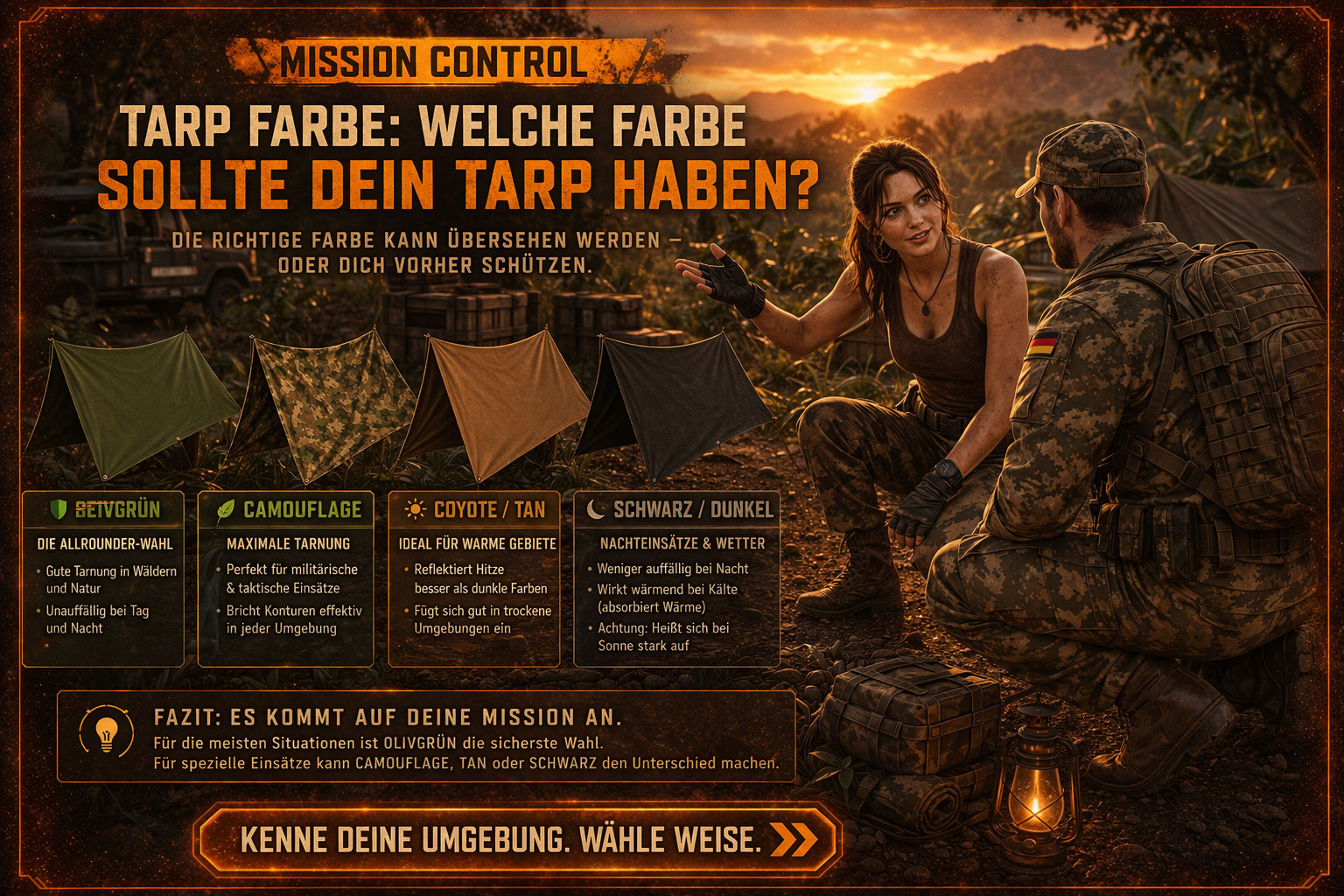 Mission Control Welche Tarp Farbe ist perfekt f&uuml;r dich