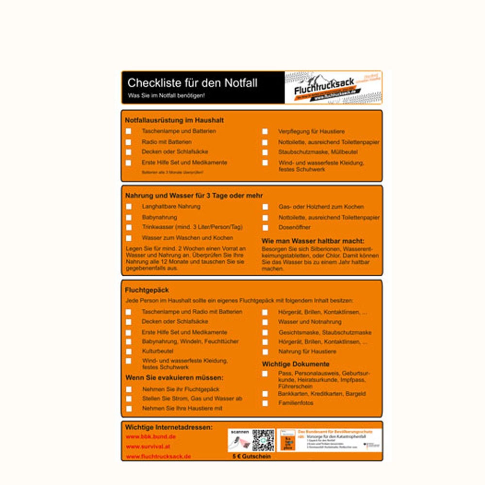 Checkliste für den Notfall
