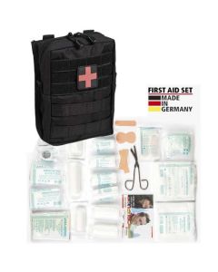 Miltec schwarze Leina Pro Erste Hilfe Set 43-tlg. in Schwarz für Outdoor, Camping & Trekking - Fluchtrucksack.de